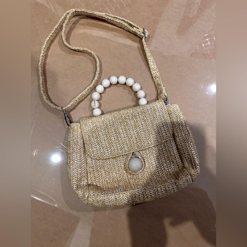 Stylish Handbag with Beaded Handle